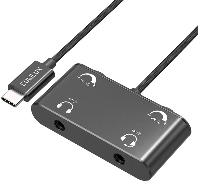 Main image of USB C Headphone Splitter with Volume Control, Type C to 3.5mm Dual Earphones Audio Splitter for iPhone 17/16/15, iPad Pro 13/12.9/11, iPad Air 13/11, Galaxy S25/S24/S23, Pixel 10/9/8 Pro