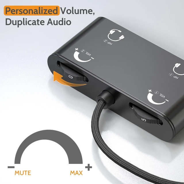Alt view image 3 of 6 - USB C Headphone Splitter with Volume Control, Type C to 3.5mm Dual Earphones Audio Splitter for iPhone 17/16/15, iPad Pro 13/12.9/11, iPad Air 13/11, Galaxy S25/S24/S23, Pixel 10/9/8 Pro