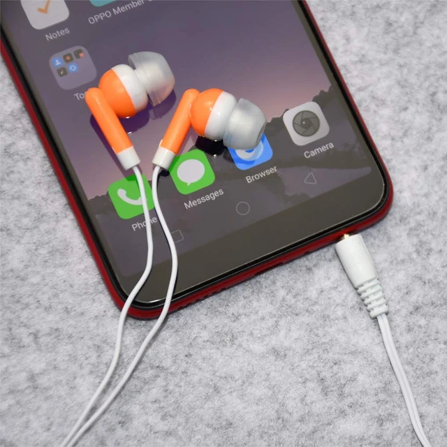 Alt view image 7 of 7 - Wholesale Earbuds Bulk Headphones Individually Bagged 50 Pack for iPhone, Android, MP3 Player for Schools, Libraries, Hospitals (Orange)