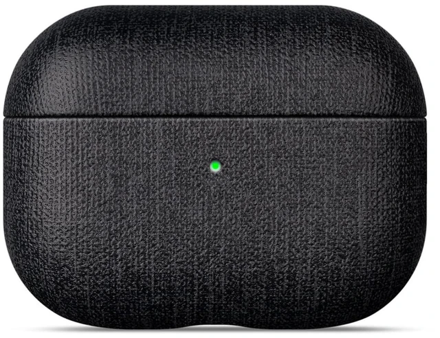 Main image of Case for AirPods Pro 2 - Canvas Style PU Leather - Black Handmade Protective Hard Shell Cover - Vegan Leather & PC Dual Layer Protection - AirPods Pro 2nd Generation Case Cover