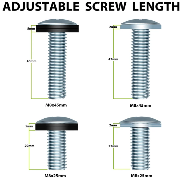 Alt view image 3 of 7 - TV Mounting bolts-M8x 45mm and M8 x 25mm (4PCS) TV Mounting Screws Compatible for Samsung TV with 2.5mm Spacers & 8.5mm Washer (Pack of 4)