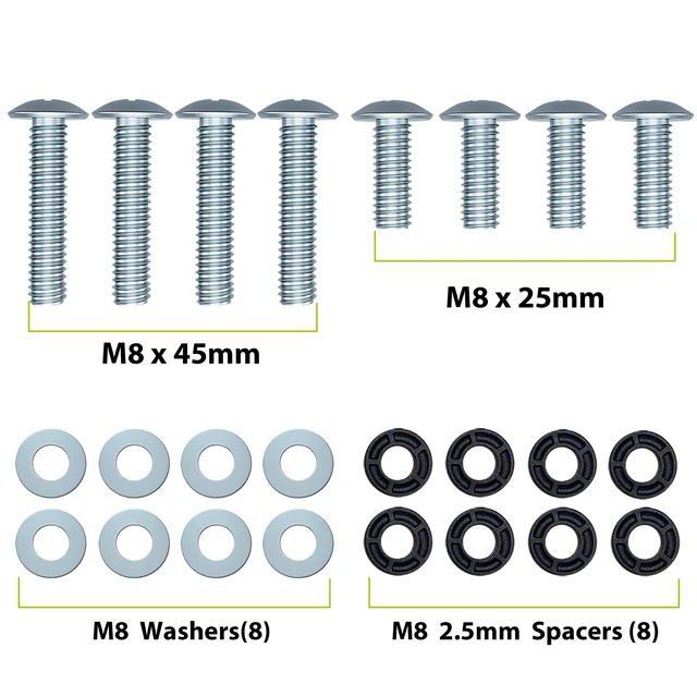 Alt view image 2 of 7 - TV Mounting bolts-M8x 45mm and M8 x 25mm (4PCS) TV Mounting Screws Compatible for Samsung TV with 2.5mm Spacers & 8.5mm Washer (Pack of 4)