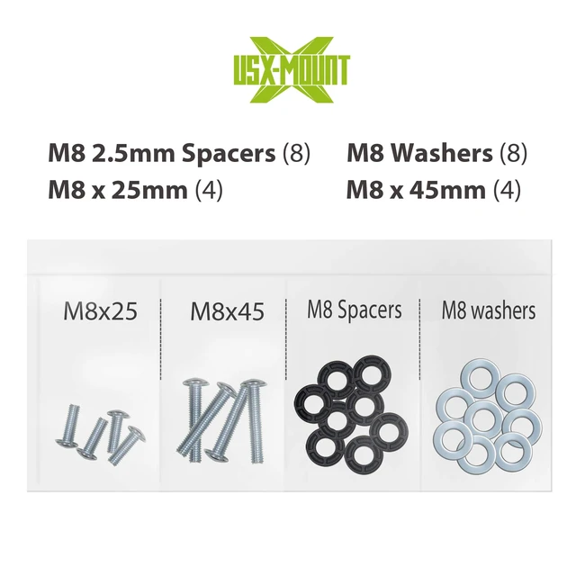 Alt view image 5 of 7 - TV Mounting bolts-M8x 45mm and M8 x 25mm (4PCS) TV Mounting Screws Compatible for Samsung TV with 2.5mm Spacers & 8.5mm Washer (Pack of 4)