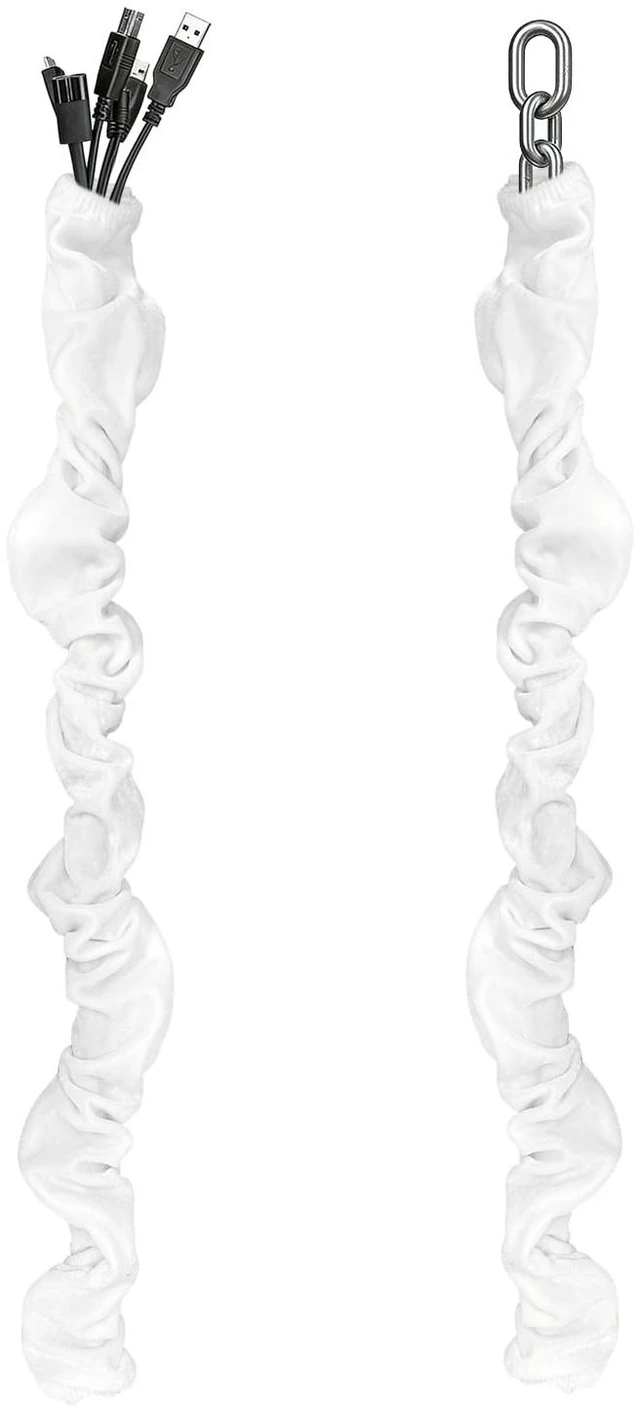 Main image of Chandelier Chain Cover White 2 Pack with Touch Fasteners,39.37inches Brushed Polyester Fabric Chain Sleeve for TV Cord Cover Decorative Cord Hider Easy Install Convenient for Wire Management