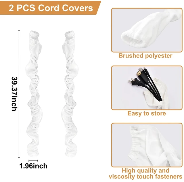 Alt view image 5 of 7 - Chandelier Chain Cover White 2 Pack with Touch Fasteners,39.37inches Brushed Polyester Fabric Chain Sleeve for TV Cord Cover Decorative Cord Hider Easy Install Convenient for Wire Management