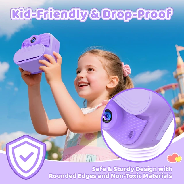 Alt view image 5 of 7 - Kids Camera Instant Print: 1080P HD Digital Camera for Kids - Girls for Age 3-12 - Toddler Cameras Toys Gift for 4 5 6 7 8 9 10 11 Years Old - Cool Presents Ideals for Birthday Pruple