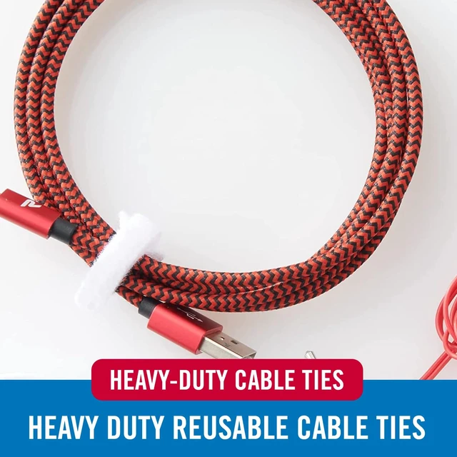 Alt view image 3 of 6 - Heavy Duty ONE-WRAP Cable Ties, 8in x 1/2in, White, 60 Pack Heavy Duty Wire Management For Cord Bundling In Home Offices, Workstations And Data Centers; Reusable Pre Cut Straps