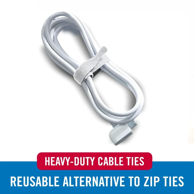 Alt view image 5 of 6 - Heavy Duty ONE-WRAP Cable Ties, 8in x 1/2in, White, 60 Pack Heavy Duty Wire Management For Cord Bundling In Home Offices, Workstations And Data Centers; Reusable Pre Cut Straps