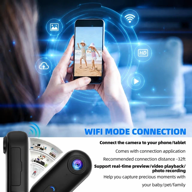 Alt view image 2 of 7 - 4K Mini Body Camera, Waterproof Wearable Cam for Cycling, Motorcycle, Vlogging, 64GB Built-in Storage, Sports POV Cam, Helmet Mounted, Mount Everywhere