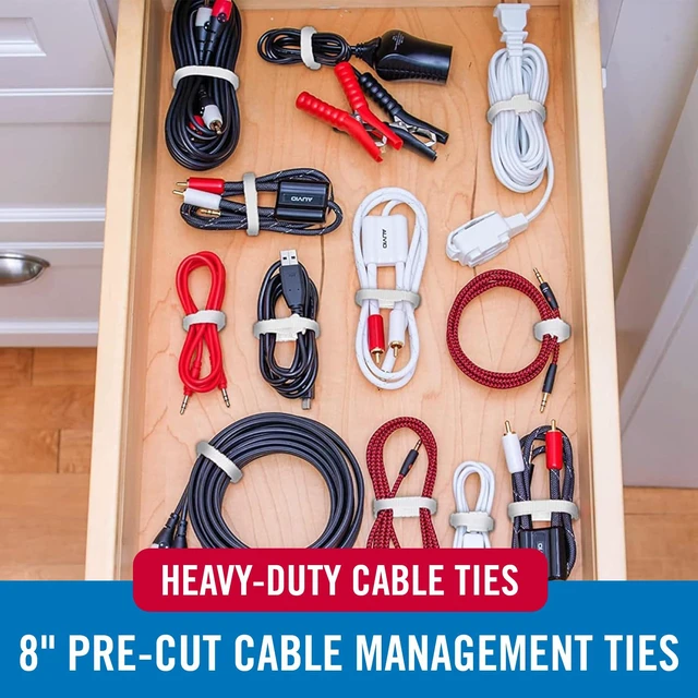 Alt view image 6 of 6 - Heavy Duty ONE-WRAP Cable Ties, 8in x 1/2in, White, 60 Pack Heavy Duty Wire Management For Cord Bundling In Home Offices, Workstations And Data Centers; Reusable Pre Cut Straps