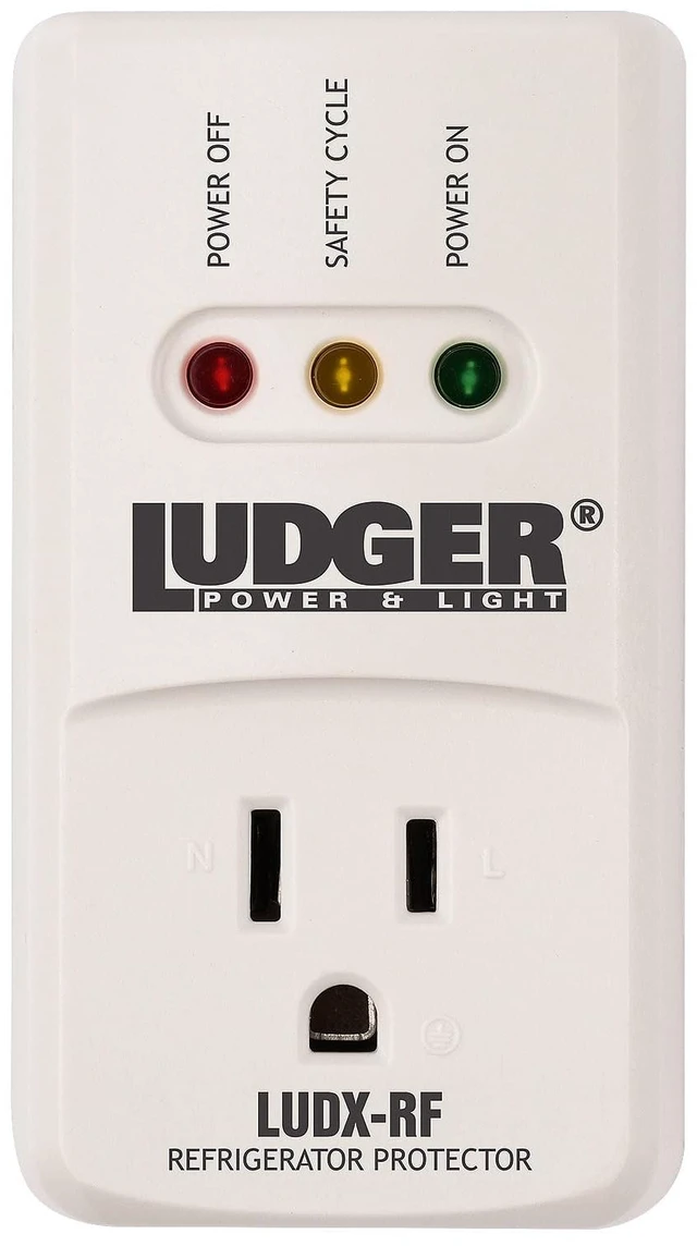 Main image of Power Surge Protector for Refrigerator (LUDX-RF), ETL Certified, Connects to Most Domestic Refrigerators, 4-Minute Safety Cycle, 3 Modes LED Indicator, Fire-Resistant Shell
