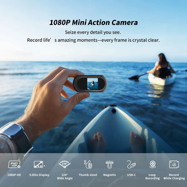 Alt view image 2 of 7 - 1080P Action Camera with 64GB Card, Mini Body Camera with Audio Recording Thumb POV Camera with 360° Rotatable Clip, Vlogging Cam Portable Camcorder for Traveling, Motorcycle, Pet Walking