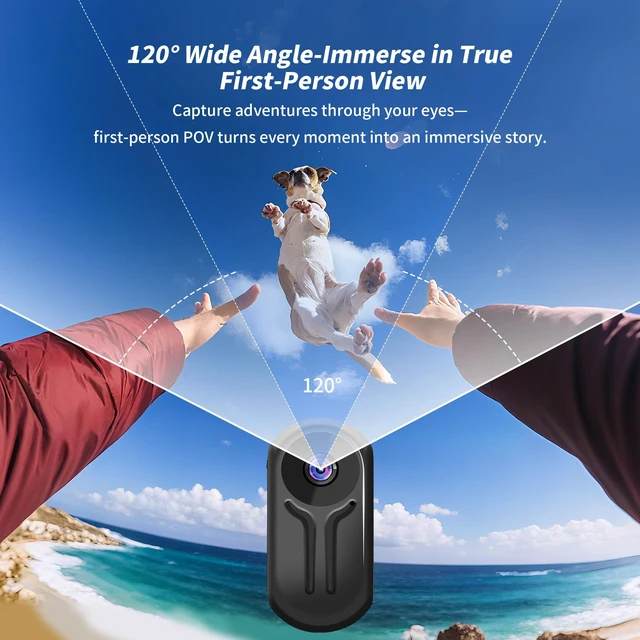 Alt view image 3 of 7 - 1080P Action Camera with 64GB Card, Mini Body Camera with Audio Recording Thumb POV Camera with 360° Rotatable Clip, Vlogging Cam Portable Camcorder for Traveling, Motorcycle, Pet Walking