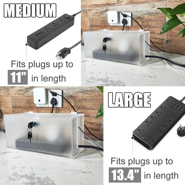 Alt view image 5 of 7 - Cable Management Box with Lock,Cable Organizer Box & Power Strip Cover,Frosted Acrylic, Wire Storage and Organization for Cords,Suitable for TV, Computer,Child and Pet Proof(2PC)