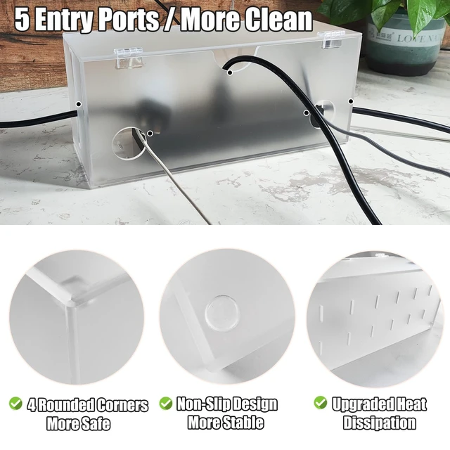 Alt view image 6 of 7 - Cable Management Box with Lock,Cable Organizer Box & Power Strip Cover,Frosted Acrylic, Wire Storage and Organization for Cords,Suitable for TV, Computer,Child and Pet Proof(2PC)