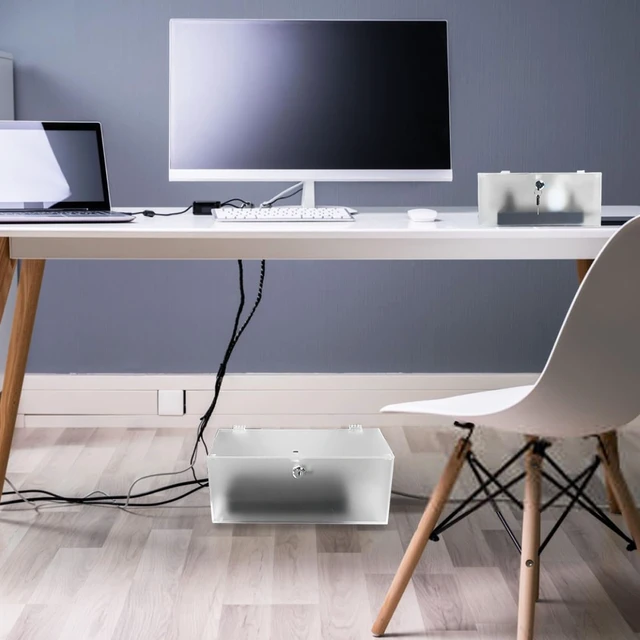 Alt view image 7 of 7 - Cable Management Box with Lock,Cable Organizer Box & Power Strip Cover,Frosted Acrylic, Wire Storage and Organization for Cords,Suitable for TV, Computer,Child and Pet Proof(2PC)