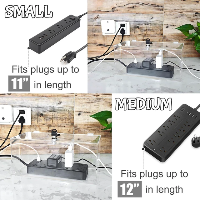 Alt view image 4 of 7 - 2PC Cable Management Box with Lock,Acrylic,Cable Organizer Box & Power Strip Cover, Wire Organizer for Surge Protector Power Strip,TV Computer,Cable Wires of Home,Office,Child and Pet Proof