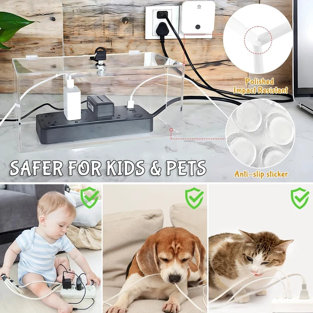 Alt view image 5 of 7 - 2PC Cable Management Box with Lock,Acrylic,Cable Organizer Box & Power Strip Cover, Wire Organizer for Surge Protector Power Strip,TV Computer,Cable Wires of Home,Office,Child and Pet Proof