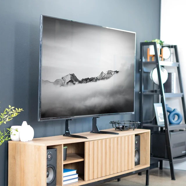 Alt view image 2 of 7 - Black Tabletop TV Base Stand for 22 to 65 in Screens, STAND-TV00Y TV Legs for LCD Flat Screens, Pedestal Replacement Legs with Hardware Included, VESA 75x75 to 800x400mm, Holds 110 lbs
