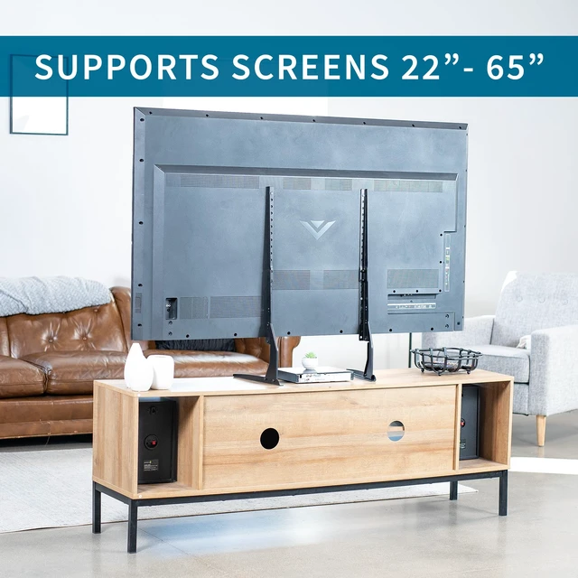 Alt view image 4 of 7 - Black Tabletop TV Base Stand for 22 to 65 in Screens, STAND-TV00Y TV Legs for LCD Flat Screens, Pedestal Replacement Legs with Hardware Included, VESA 75x75 to 800x400mm, Holds 110 lbs