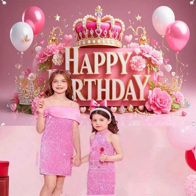 Alt view image 4 of 7 - Pink Happy Birthday Banner Backdrop for Wonen Girl 71×43.3inch Pink Crown Theme Banner; Polyester Fabric; Reusable; Ideal Photo Decor for Girls & Women Birthday Parties