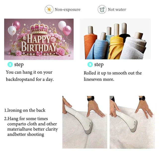 Alt view image 6 of 7 - Pink Happy Birthday Banner Backdrop for Wonen Girl 71×43.3inch Pink Crown Theme Banner; Polyester Fabric; Reusable; Ideal Photo Decor for Girls & Women Birthday Parties