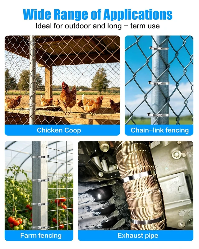 Alt view image 5 of 7 - Metal Zip Ties Tool Kit with 300PCS 7.8/11.8" 304 Stainless Steel Zip Ties Cable Ties Gun with Metal Zip Ties Heavy Duty Outdoor for Chain Link Fence,Chicken Coop,Garden,Farm,Exhaust Pipe and Cables