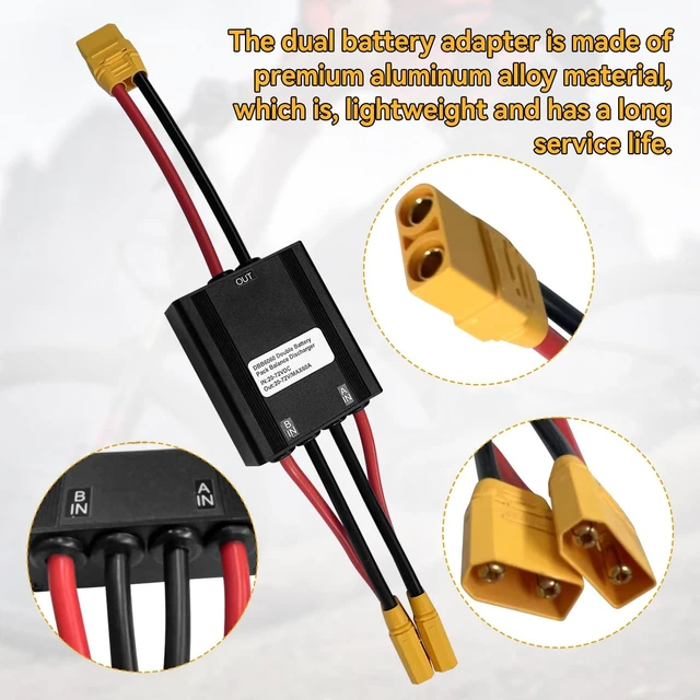 Alt view image 5 of 7 - Double Battery Discharge Converter for E-Bike,DC 20V-72V DC Dual Battery Pack Switch Balancer XT90 Plug for Increase The Capacity by Connecting Two Batteries in Parallel Equalization Module (60A)