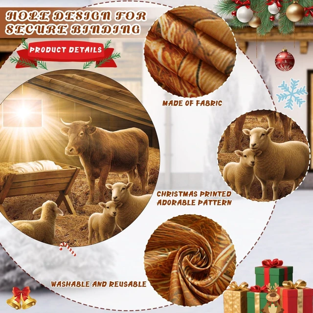 Alt view image 3 of 7 - Nativity in Manger Christmas Garage Door Cover 7x16 ft Banner Birth of Jesus Manger Scene, Double Garage Outdoor Wall Decoration, Large Backdrop for Xmas Christian Holiday Party