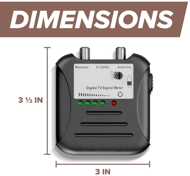 Alt view image 3 of 7 - Antenna Signal Strength Meter for TVs, RVs, OTA Antennas - TV Channel Finder and Sensitivity Adjuster - Over-the-Air Signal Tester with LED Indicators and Coaxial Cable, Black