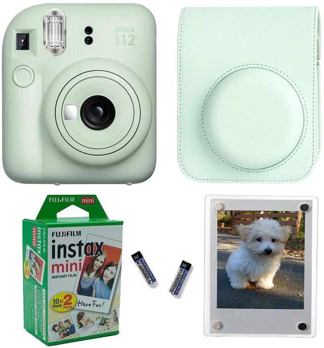 Main image of Instax Mini 12 Instant Camera + Pro Design Protective Case & Magnetic Lucite Frames, 20 Sheets (Mint Green)