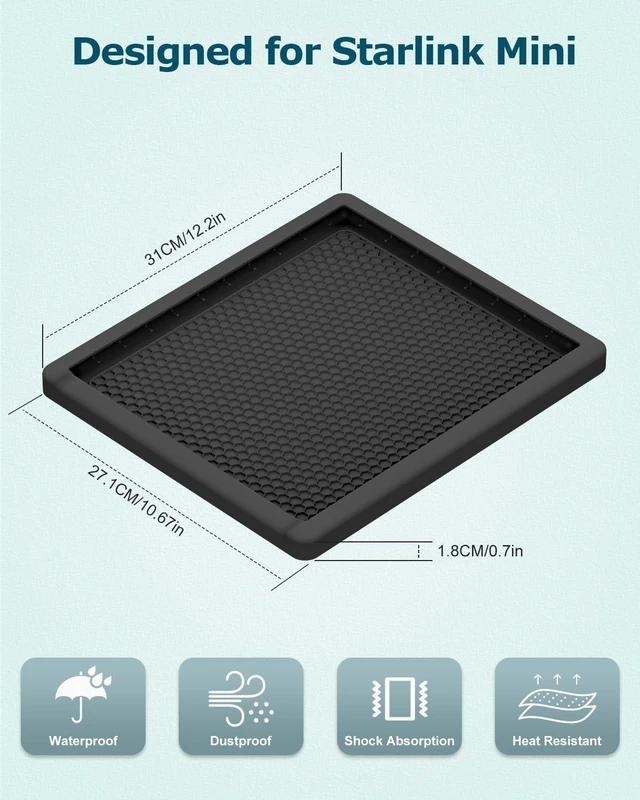 Alt view image 2 of 6 - Starlink Mini Silicone Protective Cover Case for Starlink Mini Dish Black Silicone Protector Waterproof Shockproof Cover Accessories,Hexagonal Heat Dissipation Vents,Portable for Outdoor Camping