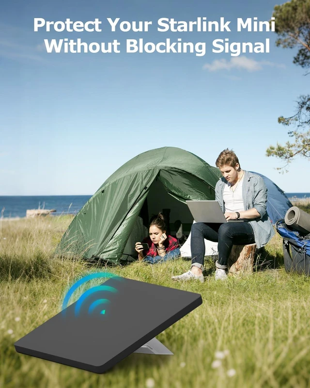 Alt view image 5 of 6 - Starlink Mini Silicone Protective Cover Case for Starlink Mini Dish Black Silicone Protector Waterproof Shockproof Cover Accessories,Hexagonal Heat Dissipation Vents,Portable for Outdoor Camping