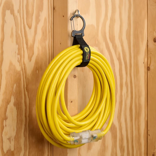 Alt view image 2 of 7 - Quick Clips - Assorted 3-Pack Black Cable Straps with Metal Clips for Hanging Garage Accessories and Extension Cord or Hose Hanger