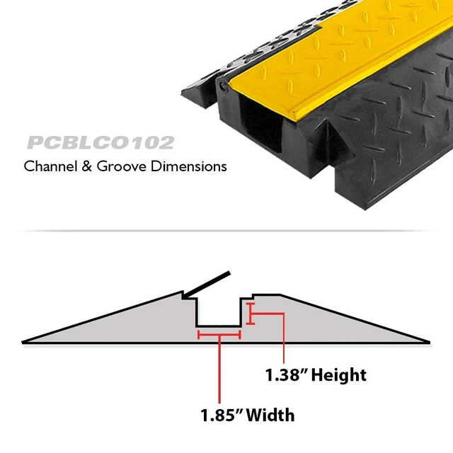Alt view image 2 of 7 - Durable Cable Protective Ramp Cover - Supports 11000 lbs, Single Channel Heavy Duty Cord Protection with Flip-Open Top Cover, 39.4x5.11x1.8 Cable Concealer for Indoor, Outdoor Use - PCBLCO102