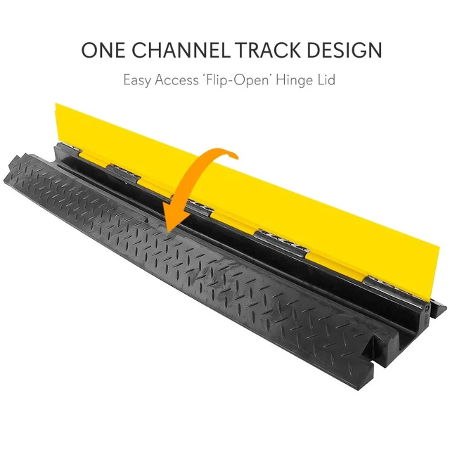 Alt view image 3 of 7 - Durable Cable Protective Ramp Cover - Supports 11000 lbs, Single Channel Heavy Duty Cord Protection with Flip-Open Top Cover, 39.4x5.11x1.8 Cable Concealer for Indoor, Outdoor Use - PCBLCO102