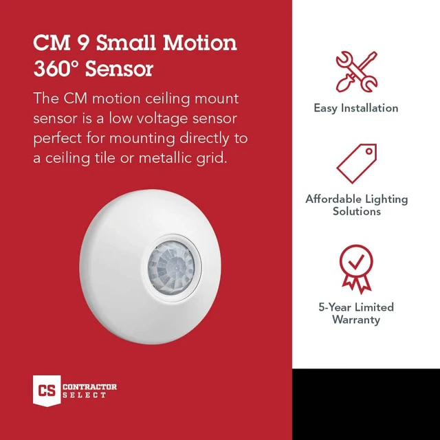 Alt view image 2 of 7 - SensorSwitch PDT Standard Range Ceiling Motion and Occupancy PDT Passive Dual Technology PIR and Microphonics Occupancy, 360° Small Motion Detection, Indoor Use, Line Voltage
