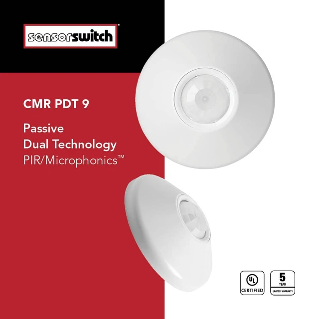 Alt view image 3 of 7 - SensorSwitch PDT Standard Range Ceiling Motion and Occupancy PDT Passive Dual Technology PIR and Microphonics Occupancy, 360° Small Motion Detection, Indoor Use, Line Voltage