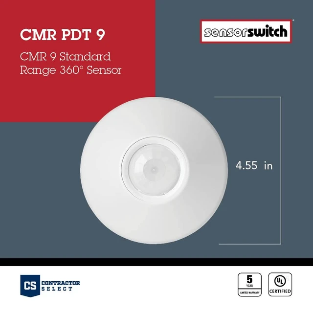 Alt view image 4 of 7 - SensorSwitch PDT Standard Range Ceiling Motion and Occupancy PDT Passive Dual Technology PIR and Microphonics Occupancy, 360° Small Motion Detection, Indoor Use, Line Voltage