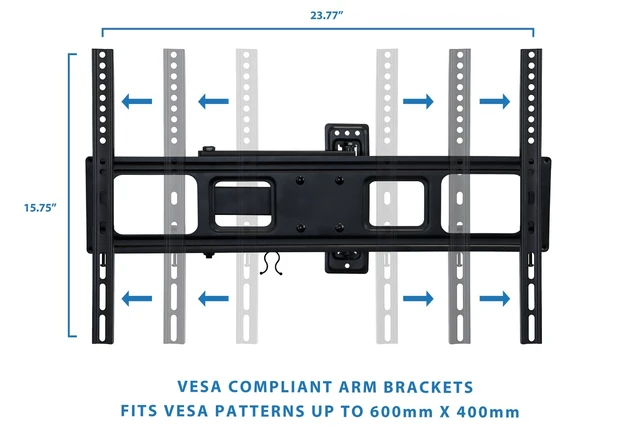 Alt view image 4 of 7 - Full Motion Articulating TV Wall Mount - Single Stud & Corner Installation - Swivel 180°, Tilt & 17" Extension - 32-70 Inch TVs - Heavy-Duty Steel - VESA 200x200-600x400-77 lbs Capacity