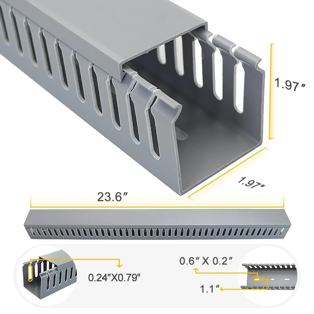 Alt view image 2 of 6 - Cable Raceway 95" Open Slot Cable Management Kit Large Capacity Upgraded Snap Structure,Wire Cover Cord Hider for Under Desk&Industrial Network/PC/TVs- 23.6" X 1.97" X 1.97" X 4PCS LWH Grey Color