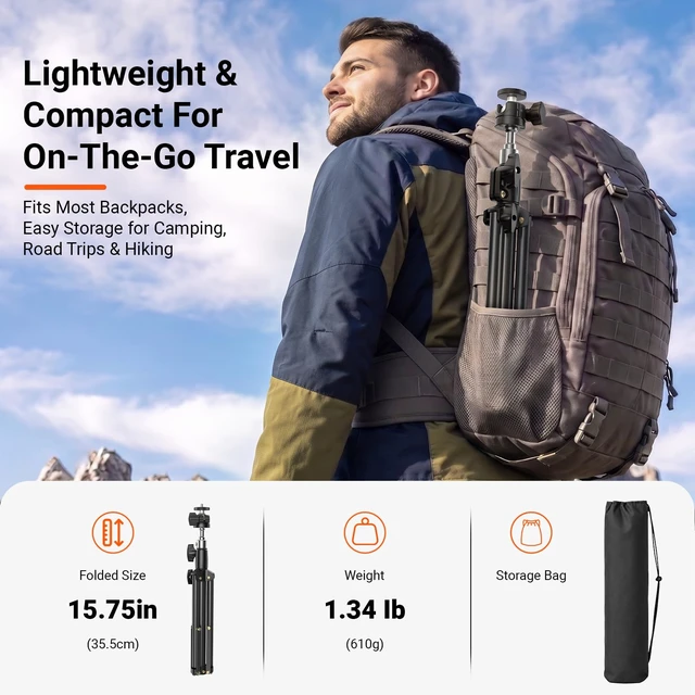 Alt view image 4 of 7 - Starlink Mini Tripod Mount with 360° Swivel Ball Head & Dual Thread Metal Adapter (1/4"-20 & 3/8"-16), 2-Level Height Adjustable Portable Stable Holder for Camping, RV, Boat & Flat Roof