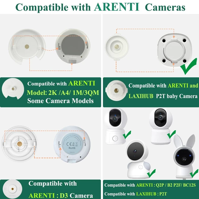 Alt view image 2 of 7 - Baby Monitor with Mount Stand Compatible with ARENTI Baby Cameras 2K Alnanny A4/B2/1M/3QM/ P2Q/ D3 Baby Cameras,Flexible Adjustable Baby Monitor Wall Mount Holder, Baby Cameras Clip Mount