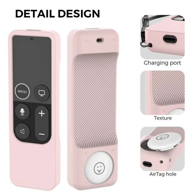 Alt view image 3 of 7 - Protective Case for Apple TV 4K Siri Remote 3rd & 2nd Gen with AirTag Holder, Magnet Technology, Lanyard Included, Great Grip, Heavy Shock Absorption, Drop Protection