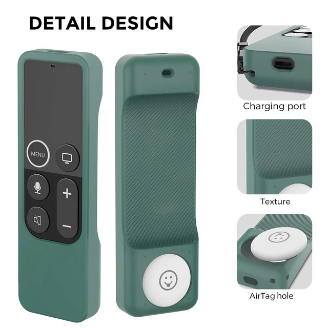 Alt view image 3 of 7 - Protective Case for Apple TV 4K Siri Remote 3rd & 2nd Gen with AirTag Holder, Magnet Technology, Lanyard Included, Great Grip, Heavy Shock Absorption, Drop Protection