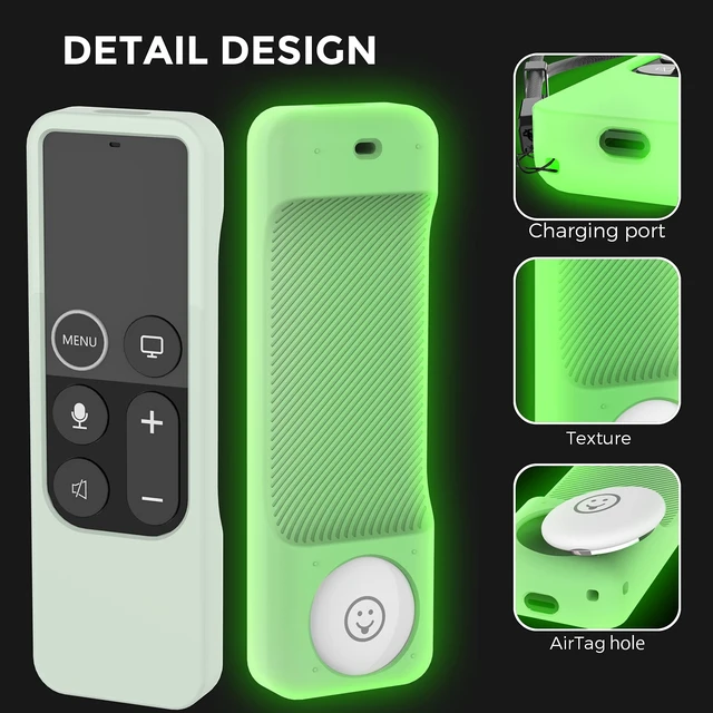 Alt view image 3 of 7 - Protective Case for Apple TV 4K Siri Remote 3rd & 2nd Gen with AirTag Holder, Magnet Technology, Lanyard Included, Great Grip, Heavy Shock Absorption, Drop Protection
