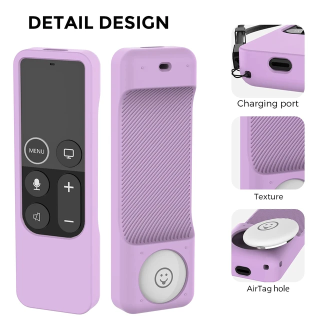 Alt view image 3 of 7 - Protective Case for Apple TV 4K Siri Remote 3rd & 2nd Gen with AirTag Holder, Magnet Technology, Lanyard Included, Great Grip, Heavy Shock Absorption, Drop Protection