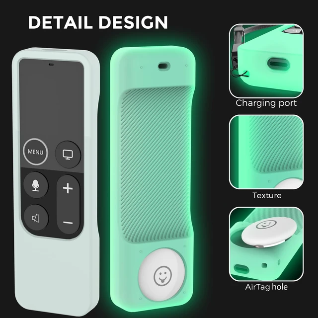 Alt view image 3 of 7 - Protective Case for Apple TV 4K Siri Remote 3rd & 2nd Gen with AirTag Holder, Magnet Technology, Lanyard Included, Great Grip, Heavy Shock Absorption, Drop Protection