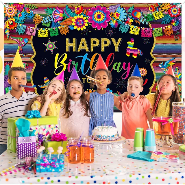 Alt view image 5 of 7 - 7 * 5ft Mexican Fiesta Themed Happy Birthday Backdrop Mexican Party Decor Mexico Decorations for Party Mexico Cinco De Mayo Party Decorations Fiesta Banner Carnival Supplies Photo Booth Background