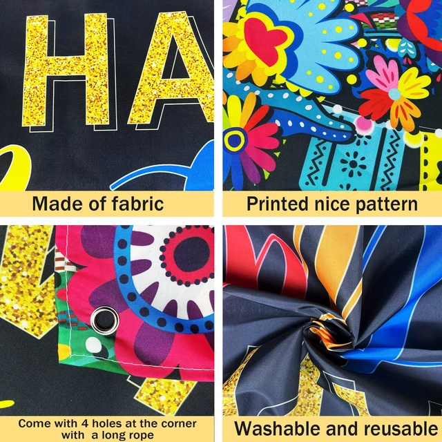 Alt view image 4 of 7 - 7 * 5ft Mexican Fiesta Themed Happy Birthday Backdrop Mexican Party Decor Mexico Decorations for Party Mexico Cinco De Mayo Party Decorations Fiesta Banner Carnival Supplies Photo Booth Background